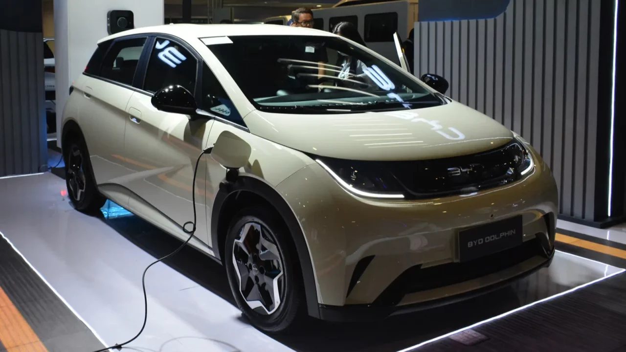 Shot of BYD Dolphin on the display.
