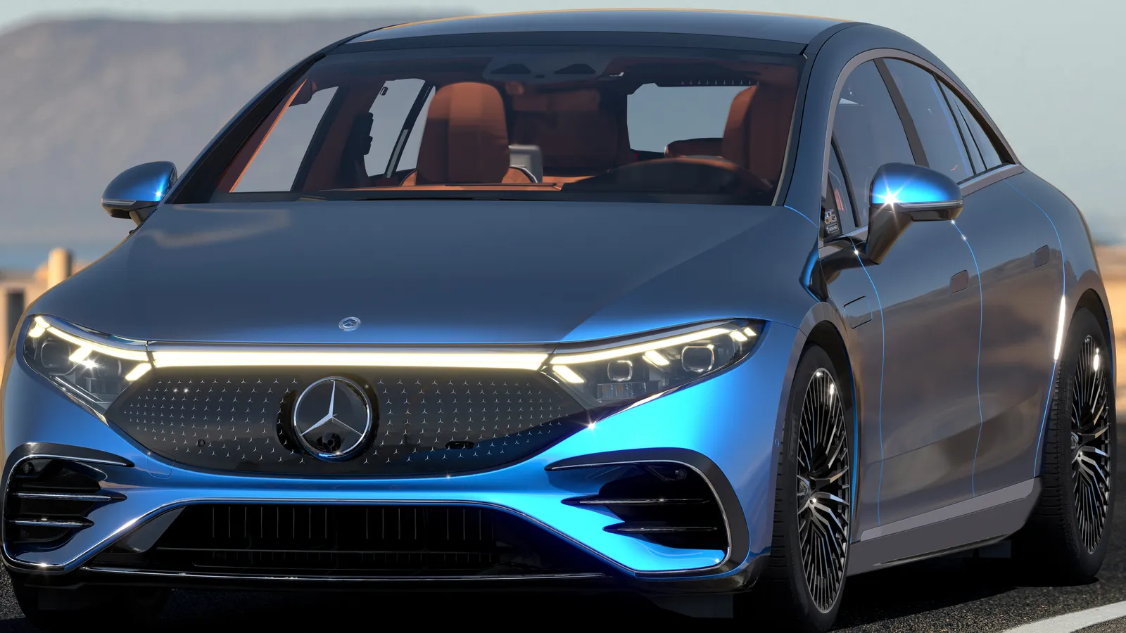 Electric luxurious Mercedes EQS