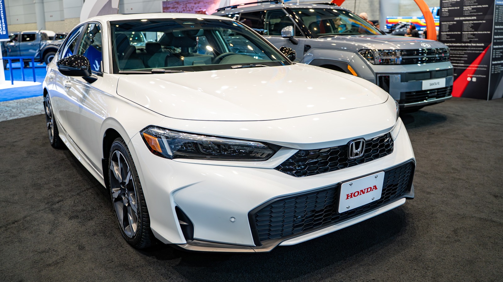 Shot of 2025 Honda Civic Sedan automobile at the 2025 Canadian International auto show.