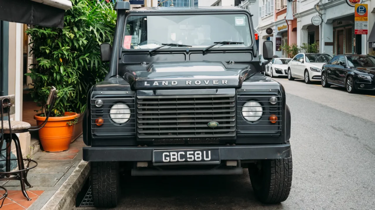Classic Land Rover Defender on display
