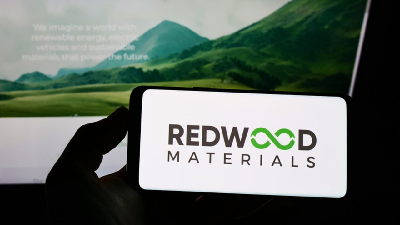 Redwood Materials logo on a phone