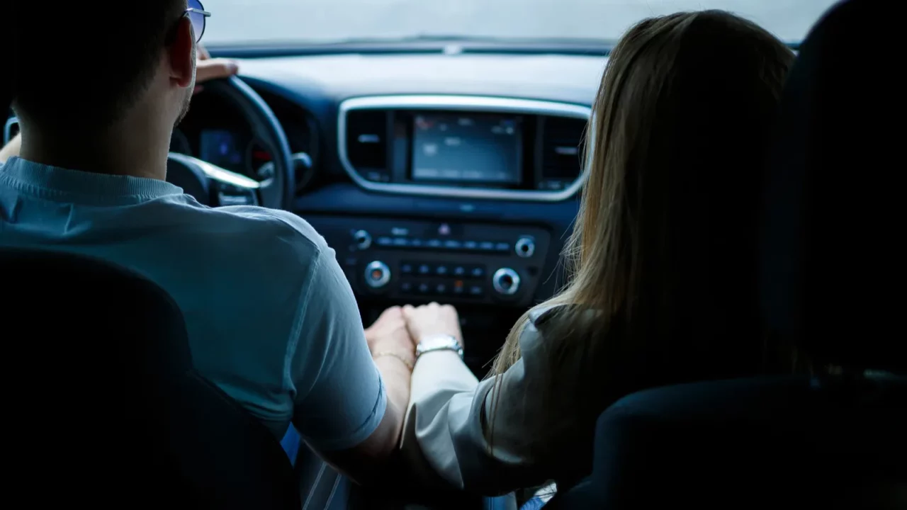 Couple having a date in car