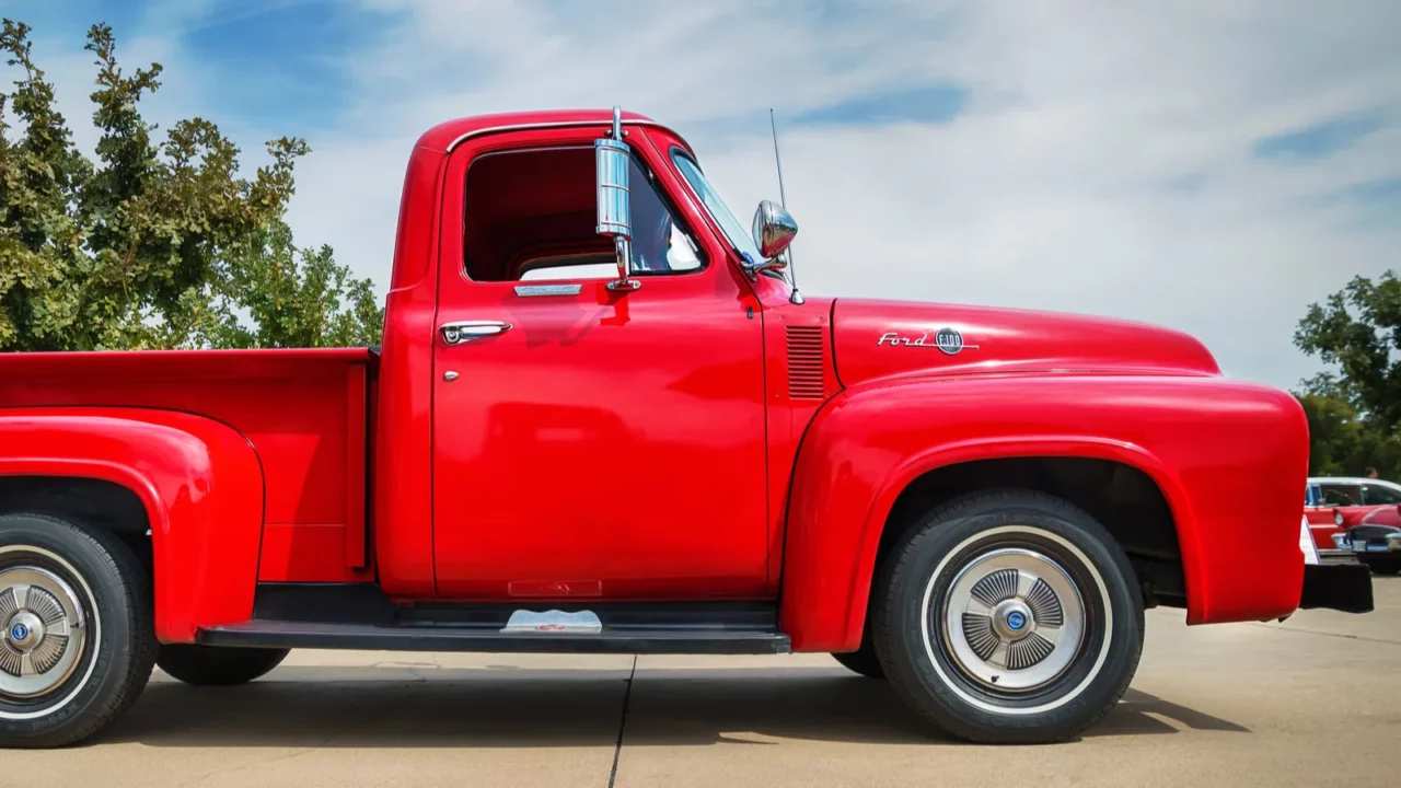 red 1955 ford f100 pickup truck classic car